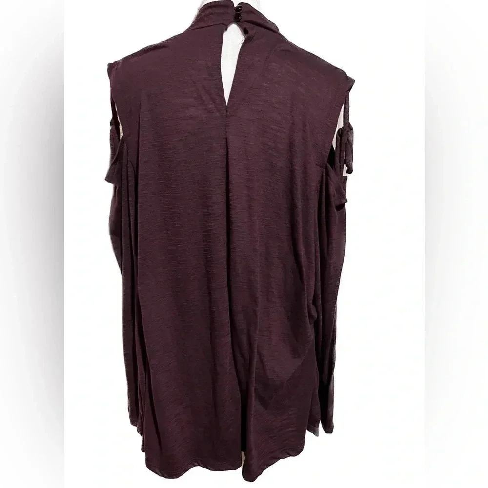 Lane Bryant plum cold shoulder long sleeve lightweight top -size 18/20 - Picture 2 of 6